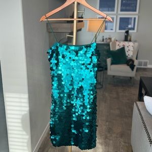 Thirty/Thirty LA Green Sequin Party Mini Dress - Medium